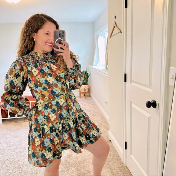 NWT Tuckernuck Olivia James The Label Orange floral Mini Dress XS - Picture 1 of 15